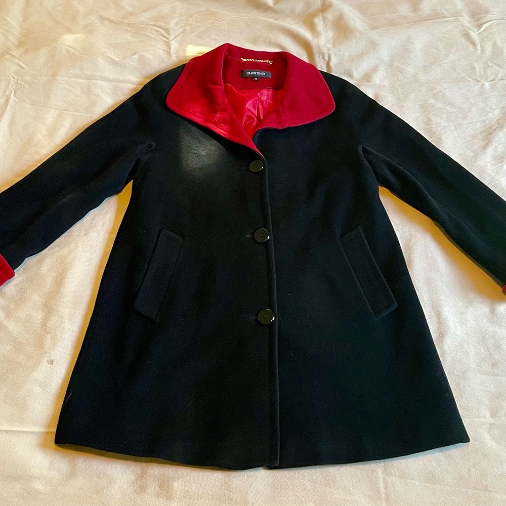 Vintage 100% Wool 1980s Women’s Peacoat Black Classic Cozy Chic Dark Academia